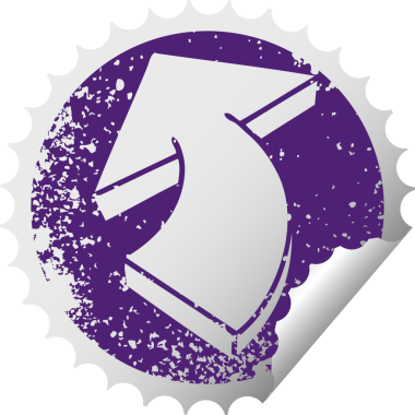 sıkıntılı dairesel soyma etiketi bir insan tarafından çizilmiş tuhaf sembol oku