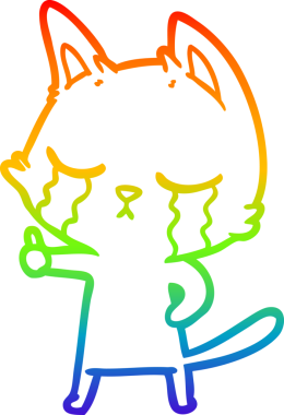 Bir insan tarafından çizilmiş ağlayan çizgi film kedisinin çizimi.