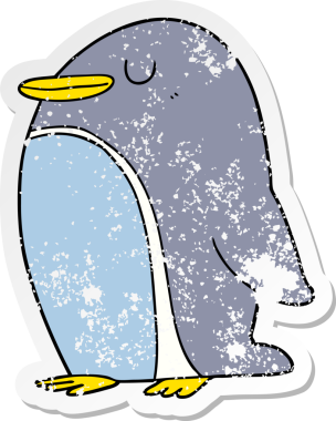 Bir insan tarafından çizilmiş karikatür pengueninin sıkıntılı çıkartması.