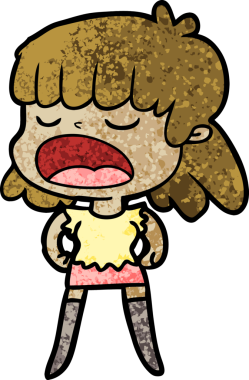 Çizgi filmdeki kadın bir insan tarafından yüksek sesle çizilmiş.