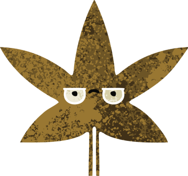 Bir insan tarafından çizilmiş sonbahar yaprağının retro çizim stili karikatürü