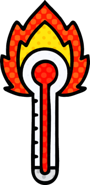 Bir insan tarafından çizilmiş sıcak cam termometrenin çizgi romanı.