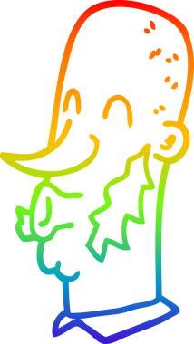 Gökkuşağı gradyan çizgi çizimi. Bir insan tarafından çizilmiş koyun pirzolası sakallı bir karikatür adam.