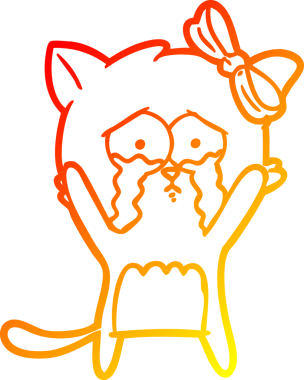 Bir insan tarafından çizilmiş çizgi film kedisinin sıcak çizgi çizimi