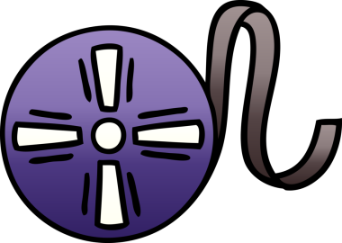 Bir insan tarafından çizilmiş bir film rulosunun gölgeli çizgi filmi.