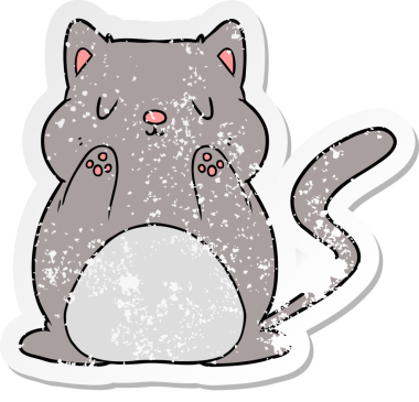 Bir insan tarafından çizilmiş karikatür bir kedinin sıkıntılı çıkartması.