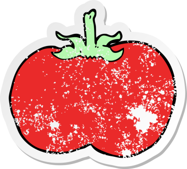 Bir insan tarafından çizilmiş karikatür domatesi.