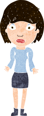 Bir insan tarafından çizilmiş omuz silken çizgi filmdeki kadın.