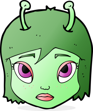 Bir insan tarafından çizilmiş uzaylı çizgi filmi.