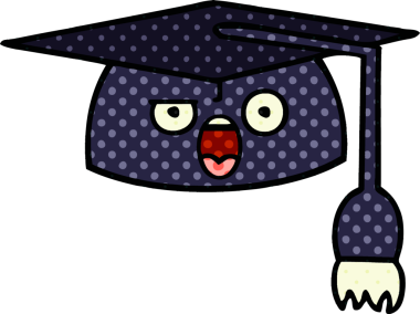 Bir insanın çizdiği mezuniyet şapkasının çizgi filmi.