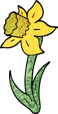 Bir insan tarafından çizilmiş grunge desenli nergis çizimi.