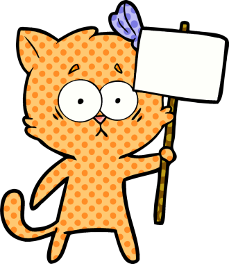 Bir insan tarafından çizilmiş çizgi film kedisi.