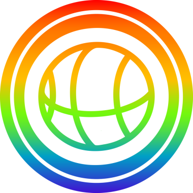 Gökkuşağı gradyan bir insan tarafından çizilmiş basketbol spor simgesi