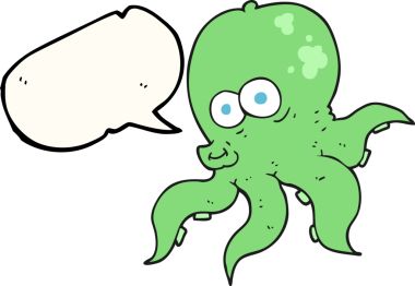 Bir insan tarafından çizilmiş serbest konuşma balonu ahtapot çizimi.