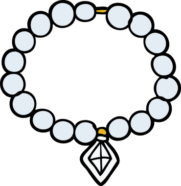 bir insan tarafından çizilmiş inci kolye.