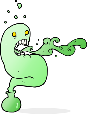 Şişede bir insan tarafından çizilmiş çizgi film hayaleti.