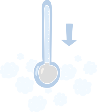 Bir insan tarafından çizilen sıcaklık düşüşünün düz renk çizimi