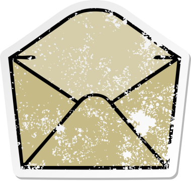 İnsan eliyle çizilmiş garip bir karikatür zarfının sıkıntılı çıkartması.