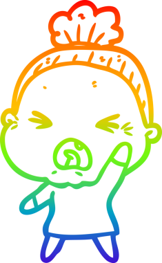 Bir insan tarafından çizilmiş kızgın yaşlı bir kadının çizimi.