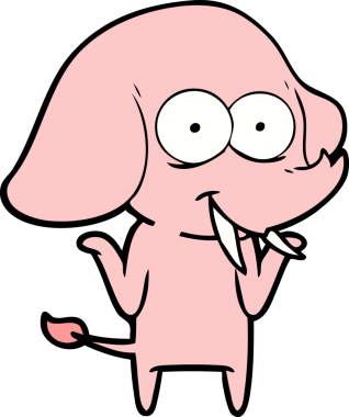 Bir insan tarafından çizilmiş mutlu bir fil.