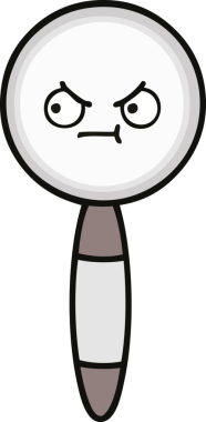 Bir insan tarafından çizilmiş bir büyüteç karikatürü.