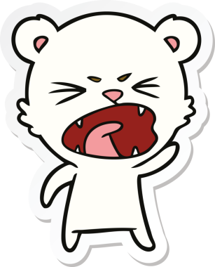 Bir insan tarafından çizilmiş kızgın bir kutup ayısının çıkartması.