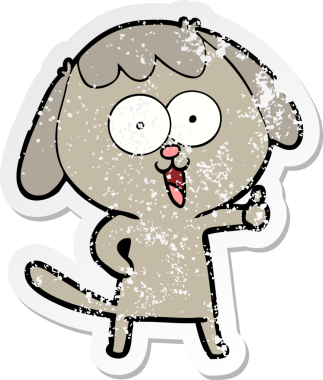 Bir insan tarafından çizilmiş şirin bir köpeğin sıkıntılı çıkartması.