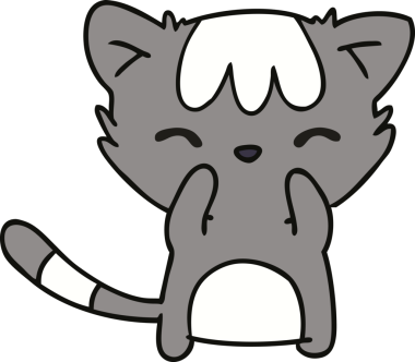 Bir insan tarafından çizilmiş kawaii kedisinin serbest çizimi.