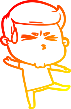 Bir insan tarafından çizilmiş terleyen bir çizgi film karakterinin sıcak çizgi çizimi.