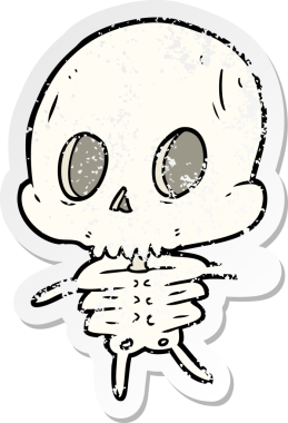 Bir insan tarafından çizilmiş karikatür iskeletinin sıkıntılı çıkartması.