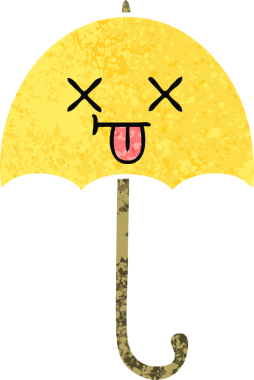 Bir insan tarafından çizilmiş bir şemsiyenin retro çizim tarzı karikatürü