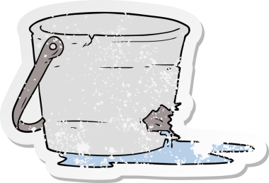 Bir insan tarafından çizilmiş kırık bir kova karikatürü.