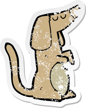 Bir insan tarafından çizilmiş bir karikatür köpeğinin sıkıntılı çıkartması.