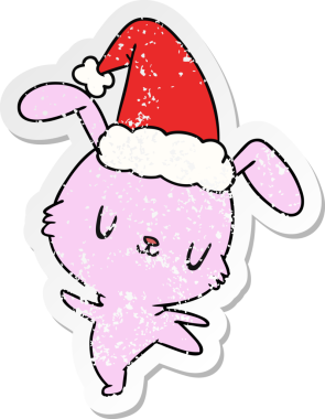 Bir insan tarafından çizilmiş Kamwai Tavşanı 'nın kederli Noel çıkartması.