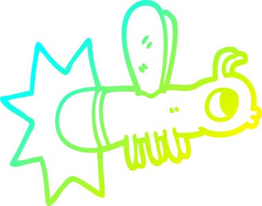 Bir insan tarafından çizilmiş bir çizgi film böceğinin soğuk gradyan çizimi