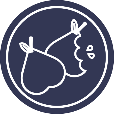 Bir insan tarafından çizilmiş ısırılmış armut dairesel simgesi