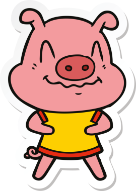 Bir insan tarafından çizilmiş sinirli bir domuzun çıkartması.