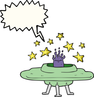 Bir insan tarafından çizilmiş serbest konuşma balonu uçan daire.