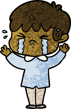 Bir insan tarafından çizilmiş ağlayan çizgi film çocuğu.