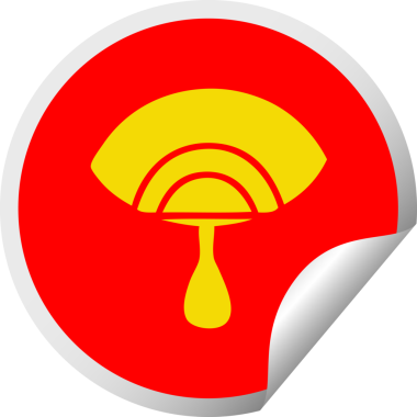 Bir insan tarafından çizilmiş ağlayan bir gözün dairesel soyma etiketi.