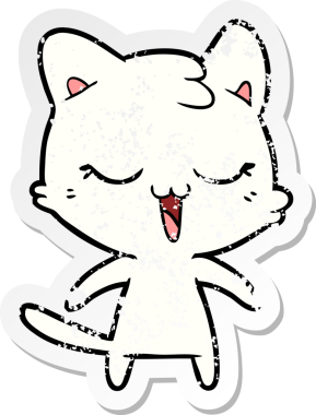 Bir insan tarafından çizilmiş karikatür bir kedinin sıkıntılı çıkartması.