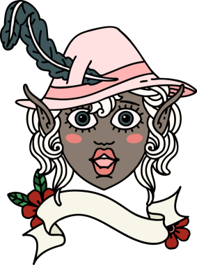 Retro Dövme Biçimi Elf karakter yüzü Bir insan tarafından çizilmiş