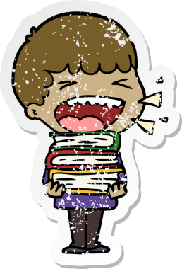 Bir insan tarafından çizilmiş gülen bir karikatür çıkartması.