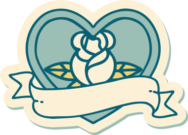 Bir insan tarafından çizilmiş, geleneksel kalp şeklinde dövme çıkartması.