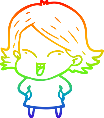 gökkuşağı gradyan çizimi mutlu bir çizgi film kızı bir insan tarafından çizildi