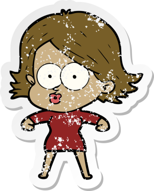 Bir insan tarafından çizilmiş karikatür kızının sıkıntılı çıkartması.