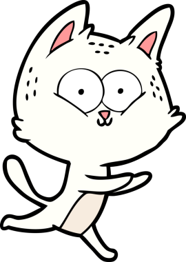 Bir insan tarafından çizilmiş çizgi film kedisi.