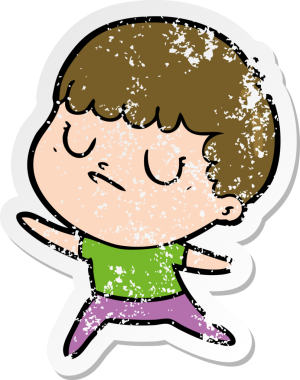 Bir insan tarafından çizilmiş huysuz bir çocuğun sıkıntılı çıkartması.