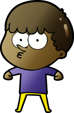 Bir insan tarafından çizilmiş meraklı bir çocuk.