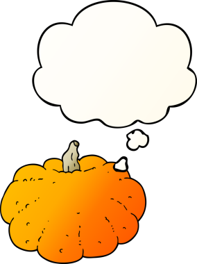 Düşünce baloncuklu çizgi film balkabağı bir insan tarafından çizilmiş.